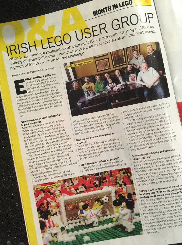 Article about Irish Lego User Group in Blocks Magazine